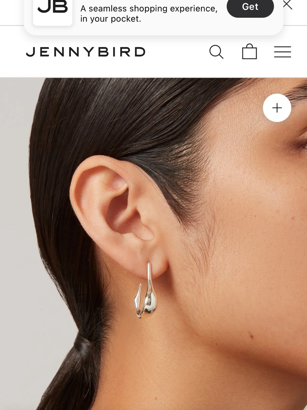 Jenny Bird Polished Silver Fluid Drop Collette Hoop Earrings NWOT